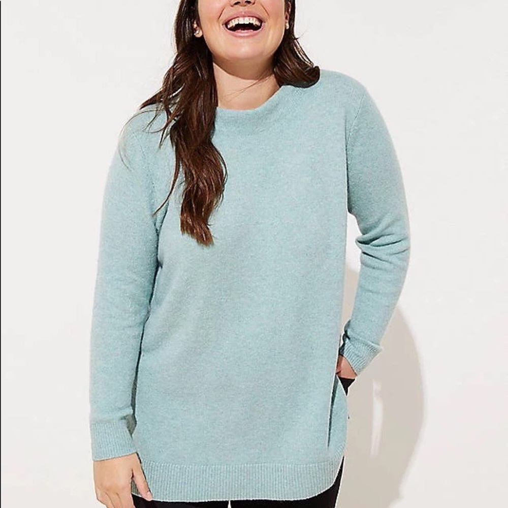 LOFT robins egg mock neck sweater. Size LP.